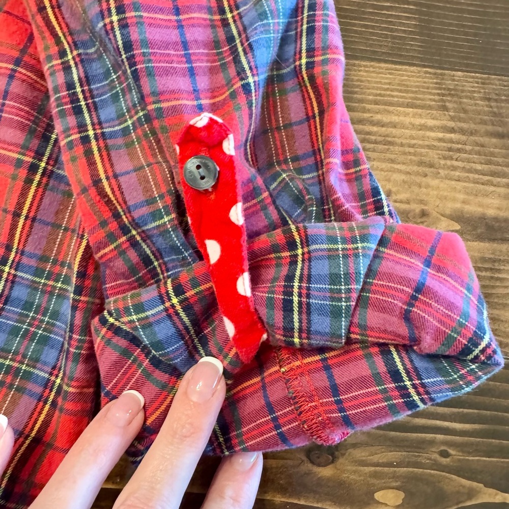 Victoria's Secret Women’s Plaid Pajama Set with Polka Dot Trim Size L - Picture 3 of 7
